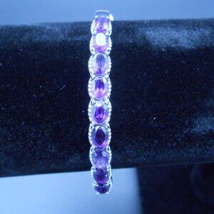 Bracelet, African Amethyst Bangle Bracelet in Stainless Steel (6.50 In) 3.60 ctw